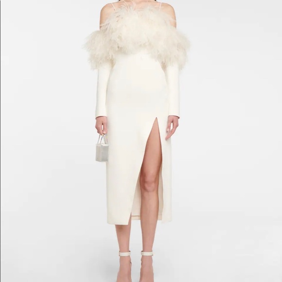 David Koma Dresses & Skirts - DAVID KOMA FEATHER TOP LONG SLEEVE MIDI DRESS